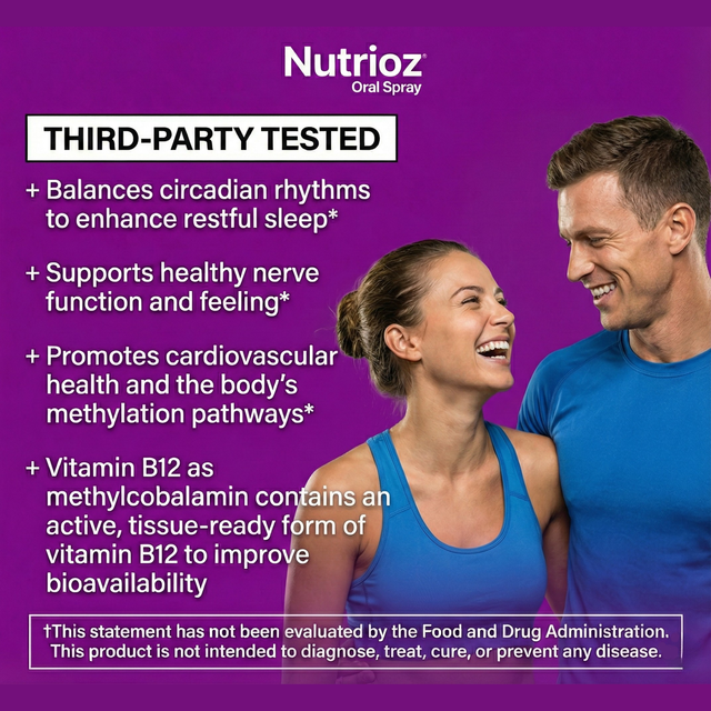 Nutrioz Vitamin B12 Complex Oral Spray — Powered by Molecular Spray Technology®