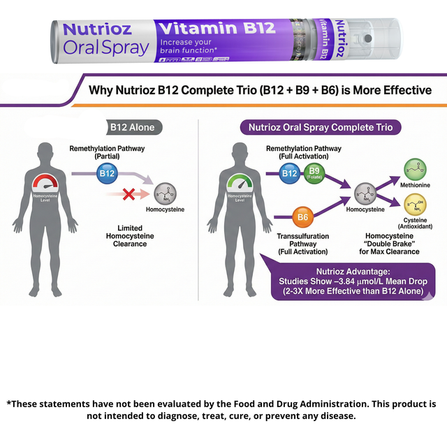 Nutrioz B12 + Folic Acid Oral Spray  Brain & Energy Support